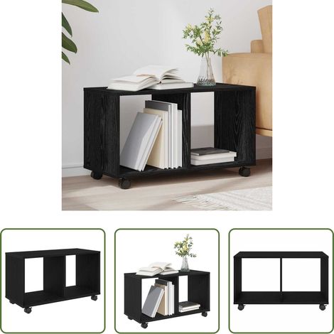 Beistelltisch mit Regalen -  Beistelltisch mit Regal Schwarz Eichen-Optik 72 x 33 x 42,5 cm (1/5)