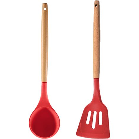 Ustensile De Cuisine En Silicone - Lot De 2 Pièces - Compatible Avec Recettes Sans Adhérence - Pour Cuisinière Et Casserole - 2 Unités (1/5)