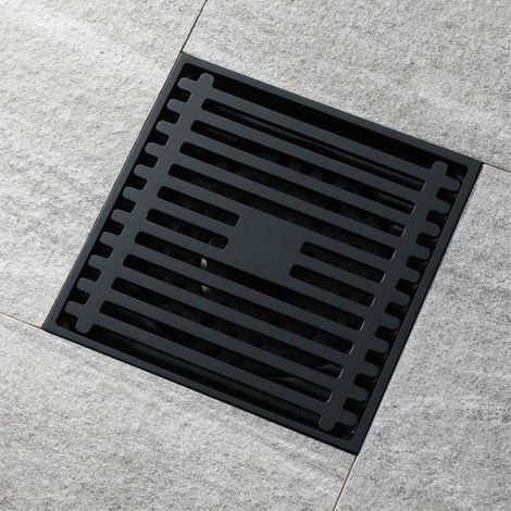 – Caniveau de douche en laiton noir 10x10cm – Couverture amovible – Résistant à la corrosion – Pour douches modernes et espaces humides (1/4)