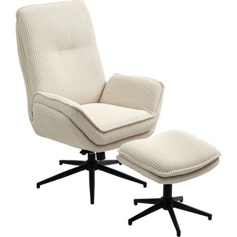 MEUBLIV Relaxsessel 360° drehbar mit Fußstütze, 130° neigbar, Beige (1/5)