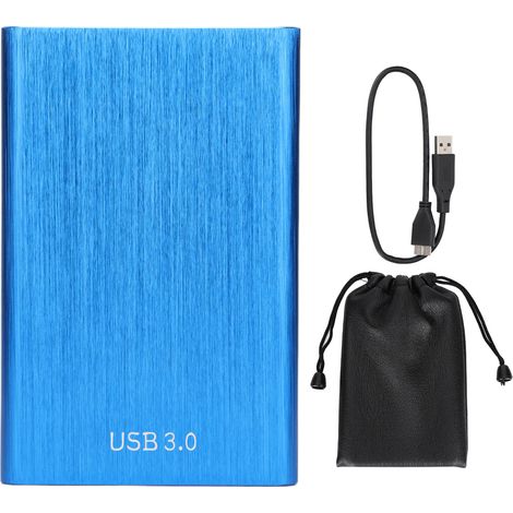 Externe 2,5-Zoll-USB-3.0-Festplatte in Aluminiumlegierung, abgerundetes Gehäuse, blau, 40 GB