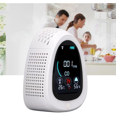 Intelligenter WLAN-CO-Melder, USB-Steuerung, LCD-Bildschirm, Echtzeit-Luftüberwachung, 1400-mAh-Akku, ABS-Batterie, Feueralarm, 85 dB Genauigkeit, 1 ppm (1/5)