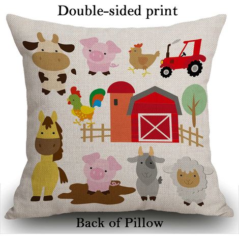 Housse de coussin double face en forme d'animal de la ferme, cochon, vache, cheval, mouton, chèvre, poule, coq - 45 x 45 cm - Pour la maison, le salon, le jardin, le canapé, la voiture (1/5)