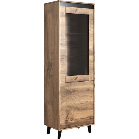Estantería Munus , Cerrable, Con puertas, Vidrio, Aglomerado laminado, Número de puertas: 2, Número de cajones: 0, 183x60x38cm