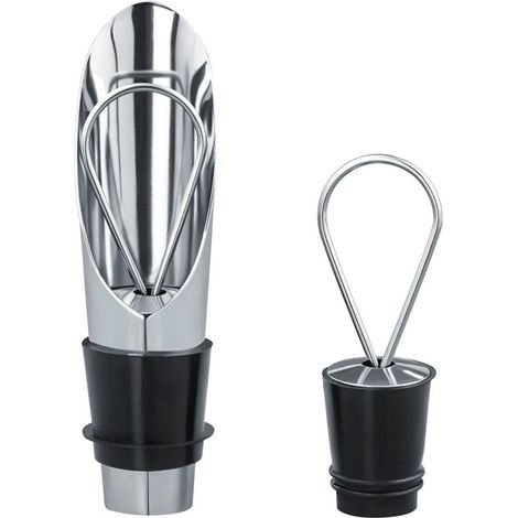 Bouchon verseur et fermeture hermétique pour bouteille de vin Save & Stop 2-en-1 en acier inoxydable 304 avec versement sans gouttes