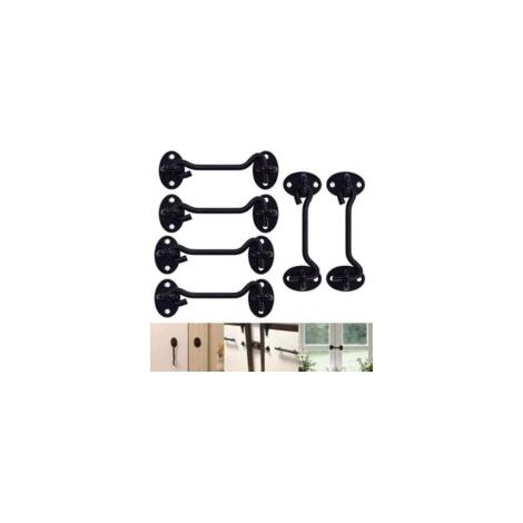 Set di 6 robuste chiusure a scatto in acciaio inox, complete di viti di montaggio, ganci e chiavistelli, adatte per finestre, porte scorrevoli e camere da letto. - Crezuo