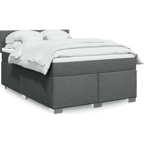 Boxspringbett mit Matratze Dunkelgrau 160x200 cm Stoff