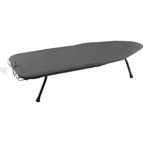Planche à repasser pliante avec repose-fer – Résistant chaleur portable tabletop pieds antidérapants noir gris, buanderie (1/4)