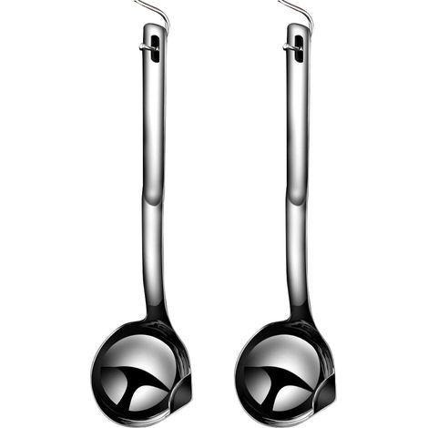 Lot de 2 cuillères séparatrices de graisse, acier inoxydable, filtration huile (1/5)