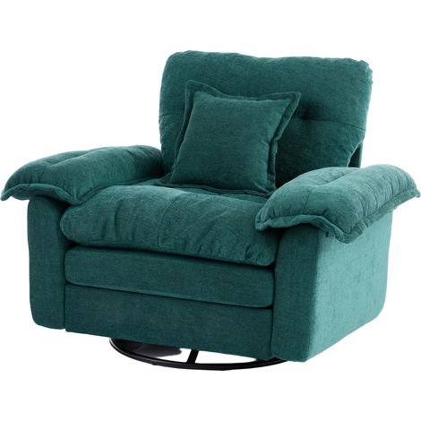 REDOM Poltrona girevole, divano singolo con cuscino di supporto eergonomico, in chenille, verde, per angolo lettura e relax (1/5)