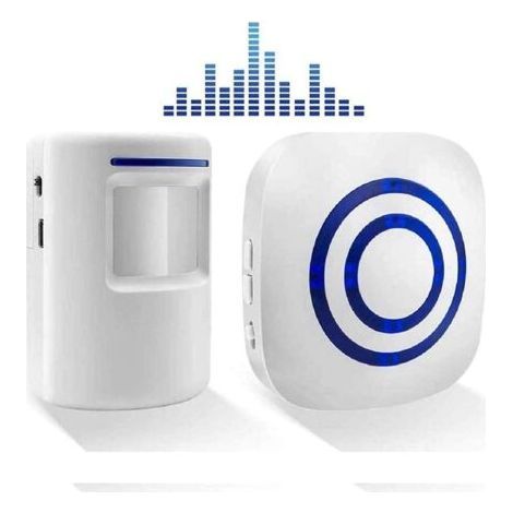 Kit campanello senza fili elettrico con 1 ricevitore e 1 rilevatore di movimento PIR, sensore di allerta visitatori, allarme di sicurezza con 38 melodie e 3 livelli di volume, bianco (1/5)