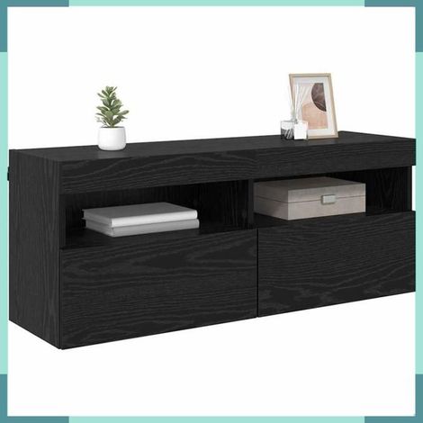 882985 Meuble TV mural Chêne noir 100 x 30 x 40 cm Bois d'ingénierie (1/5)