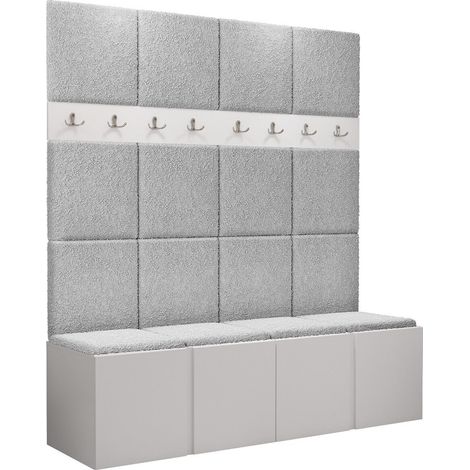 Conjunto para recibidor Pinis V, Abriamo 6, 186x168x46cm, Aglomerado laminado, Tapiz, Colocada, Montada en la pared