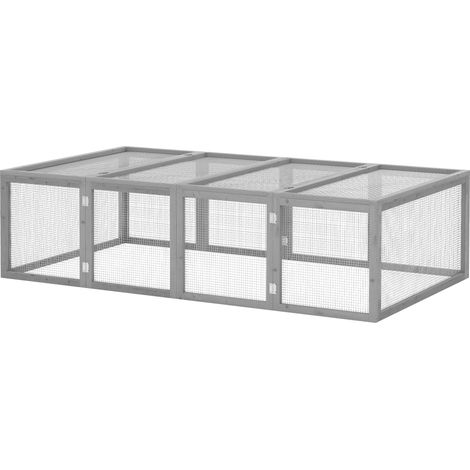 Conigliera da esterno e interno 181 x 100 x 48 cm ventilazione ottimale facile da pulire rustica in legno grigio 210007872