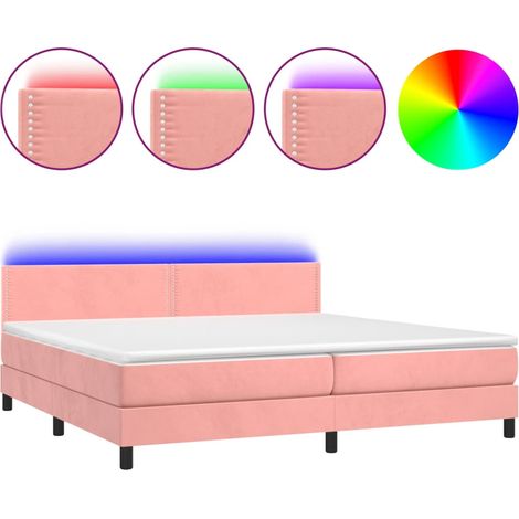 Maison Exclusive - Letto a Molle con Materasso e LED Rosa 200x200 cm in Velluto (1/5)