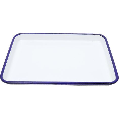 Plat à four émaillé, plat à rôtir émaillé, plat de service rectangulaire, moule à tarte-26.00X18.00X2.50CM-White
