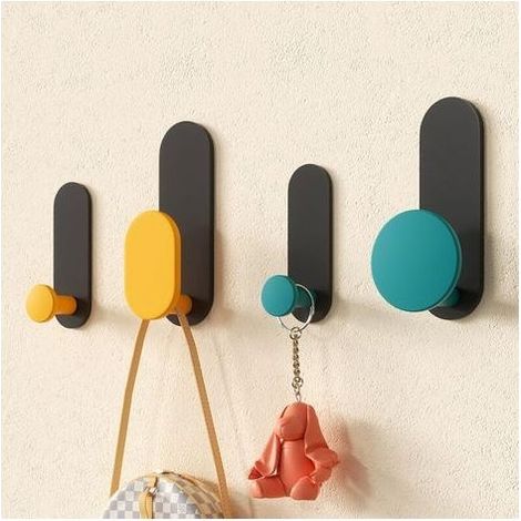 4 Pack Patères Auto-adhésif, Autocollant Porte Manteau Mural Cintre Clé Chapeau Serviette De Bain Titulaire pour Porte Entrée Foyer - Pas De Clous (1/4)