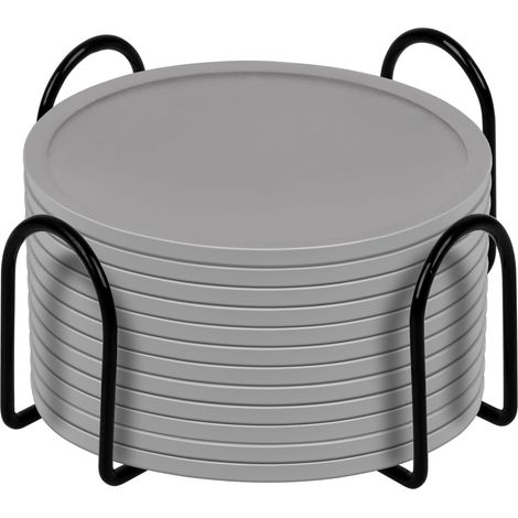 Set di 12 sottobicchieri in silicone - Con supporto - Sottobicchiere per vetro - Set di sottobicchieri - Cuscinetto isolante termico - Cuscinetto antiscottatura - Antiscivolo - Resistente al calore - (1/5)