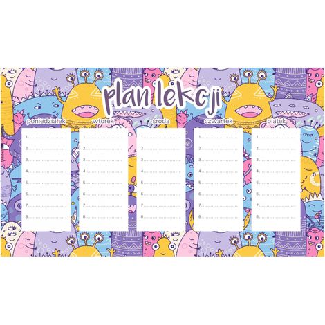 Plan de lección magnético para niños: Monstruos adorables (45 x 26 cm)