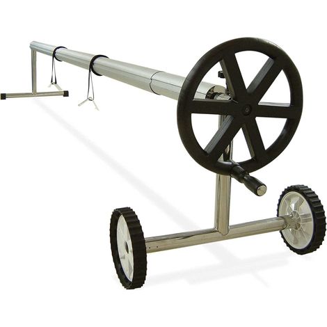 Aqualux – Enrouleur de bâche de piscine enterrée télescopique jusqu'à 5m – Kit complet avec attaches – Matériaux anti-corrosion – Roues pour manœuvre aisée