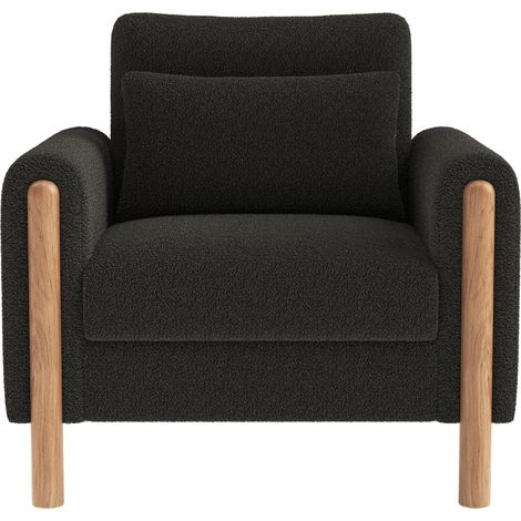 Moderne Armlehnenstuhl mit Dickem Kissen, Bequemer Einzel-Sessel mit Weicher Polsterung, Relaxsessel für Wohnzimmer, Büro oder Schlafzimmer, Komfortabler Sessel, Gray. (1/5)