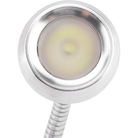 Lampe de lecture LED portable USB à long col flexible 1W (argenté, blanc pur) (1/5)