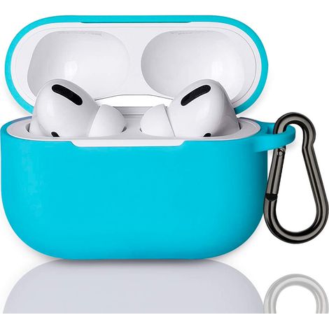 Cover custodia silicone azzurro cuffie bluetooth 7cm porta auricolari flessibile (1/3)