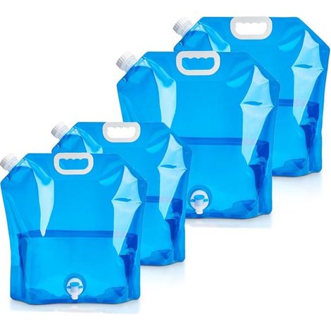Kit de emergencia para el hogar: juego de 4 depósitos de agua plegables: bidones flexibles de 5 y 10 litros con tapa hermética e interruptor de g (1/5)