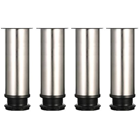 Lot de 4 Pieds de Meubles, Pied Cuisine Réglables Ø 50 mm/Hauteur 150 mm Ronds Métal Acier Inoxydable Canapé Jambe Table Pieds (1/5)