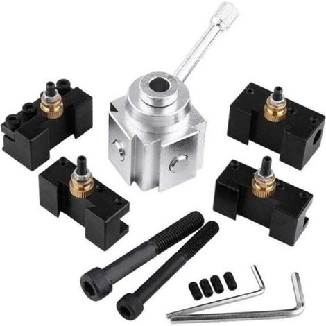Aluminum Alloy Tool Holder - Quick Change Support for Many Types of Mini Lathes for Turning, Flooring, Cutting, Knurling, Drilling and Cylindrical Grinding (1/5)