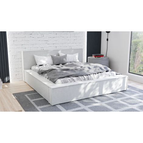 Polsterbett Doppelbett ALDANA 120x200cm Komplettset in Stoff Freya Weiß