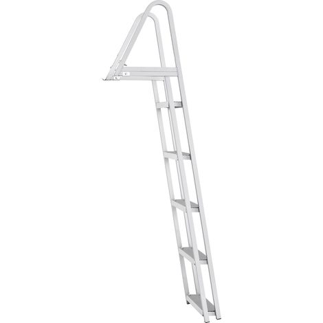 Échelle de quai amovible 5 marches, capacité 160 kg, échelle pour bateau ponton avec marches antidérapantes de 10 cm, idéale pour navire, lac, piscine et embarquement marin (1/5)