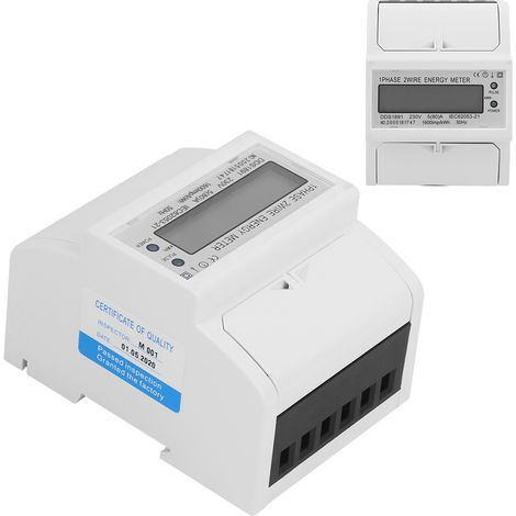 Compteur électrique monophasé 2P DIN Rail DDS1891, grand écran multifonction sans rétroéclairage, outil intelligent de mesure d'énergie pour tableau électrique. (1/5)