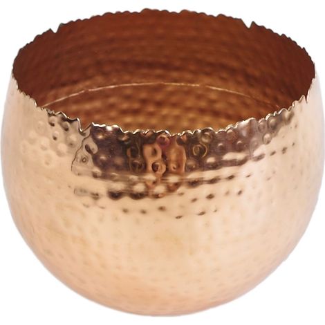 Large Metal bowl 22 x 17cm Hammered Copper Plated - Curvy Edge (1/5)