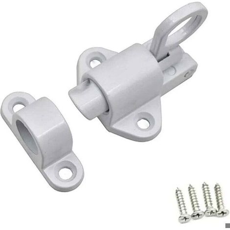 HOXILEELEO - Loquet de porte à ressort pour bois, placard et fenêtre – sécurité, blanc (1/4)