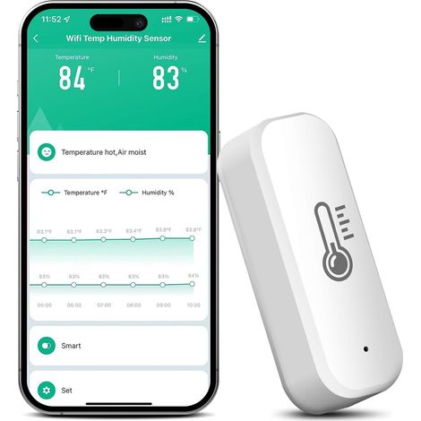 Intelligentes ZigBee Tuya Temperatur- und Feuchtigkeitssensor-Thermometer/Hygrometer mit App-Steuerung und Alarmfunktion. Kompatibel mit Alexa und Google Home ZigBee 3.0-Gateway erforderlich. (1/5)