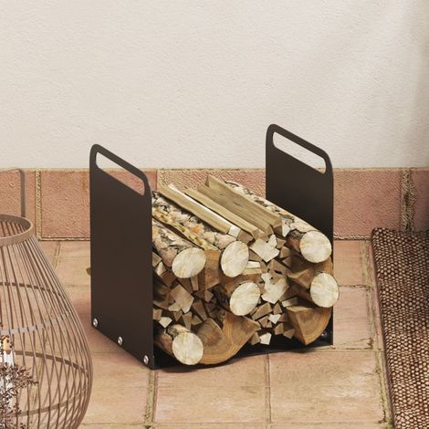 Portaleña para chimenea de acero negro 36,5 x 30 x 36 cm con asas, 30 kg, OKWISH (1/5)