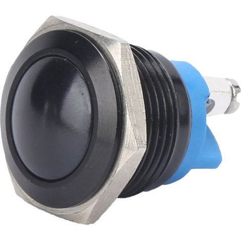Interrupteur à bouton-poussoir en métal, à bille, entièrement oxydé, à réarmement automatique, vis de réglage, commande au pied, 16 mm, 220 V (Noir) (1/5)