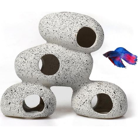Aquarium Rock Decorations Resin Cichlids Rock with Artificial Moss Betta cave Betta Fish Tank Accessories Fish hides for Aquarium (Rock Cave) (1/5)