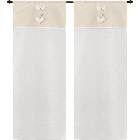 Tende Finestre Porte Interno Coppia 2pz Tessuto Semitrasparente Shabby Chic Rustica Beige - 60x240 Cm
