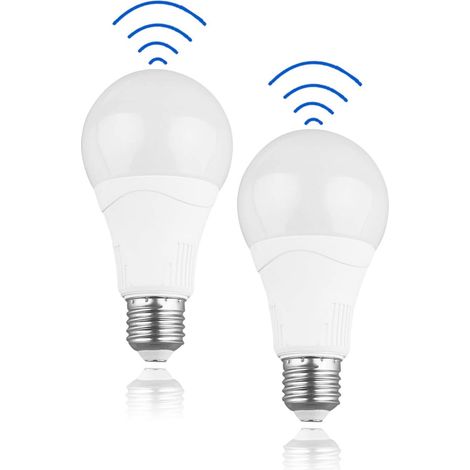 Ampoule LED à détecteur de mouvement – 15 W (équivalent 100 W), 1500 lm, E27 Edison, blanc froid (5000 K) pour extérieur, porte de porche, jardin, sous-sol, lot de 2 (1/5)