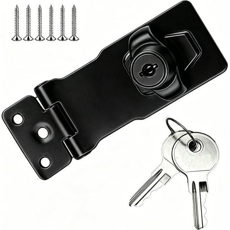 Vorhängeschloss Überfalle 4 Zoll abschließbar mit Schlüssel, Schubladenriegel schwarz, Edelstahl