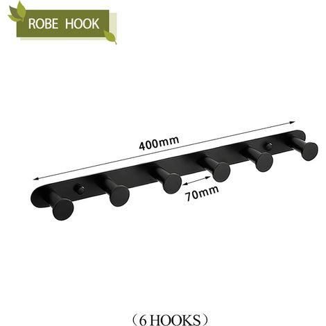(6 crochets) Porte-serviettes mural en acier inoxydable noir mat, barre porte-serviettes, porte-savon, porte-papier toilette, crochets pour peignoirs et serviettes, accessoires de salle de bain (1/5)