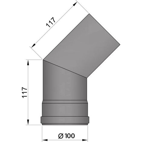 Pelletrohr, 45 Bogen o.Tür 100 mm / schwarz lack.,starr