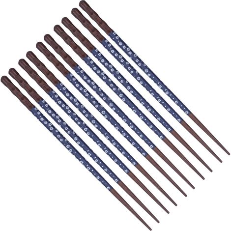 Set mit 5 Paar blauen Essstäbchen aus Holz, Schildkrötenpanzermuster, spitz zulaufend, für Sushi, Vorspeisen und zum Kochen, zur Wärmeübertragung, für den Hausgebrauch. (1/5)
