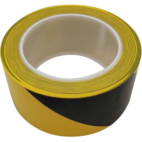 Gefahrenwarnband aus PVC, 4,8 cm x 30 m, schwarz-gelb gestreift, Sicherheitsband für Wände, Böden und Rohre