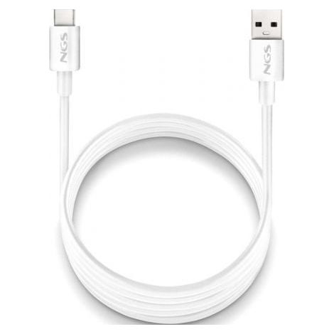 Cable USB 2.0 NGS ZYRO-AC/ USB Macho - USB Tipo-C Macho/ Hasta 15W/ 480Mbps/ 1m/ Blanco