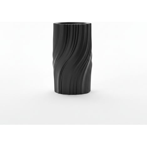 Vase décoratif plissé noir, moderne, à structure ondulée (1/3)