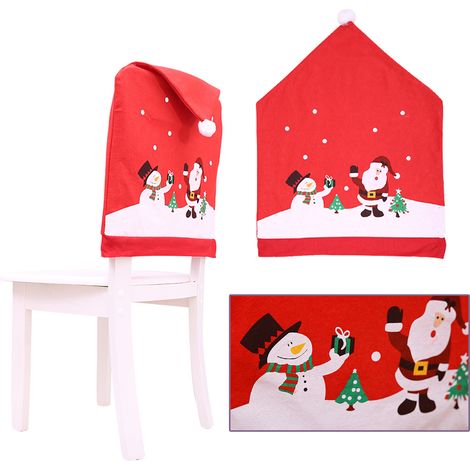 2er-Set Weihnachtsmann-Schneemann-Hocker, Stuhlhussen aus Vliesstoff, Cartoon-Dekoration für Wohnzimmer, Schlafzimmer und Partys (1/5)