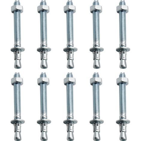 Ankerdübel, 10 Stück M10/10 mm Hochleistungsanker, verzinkte Metallanker, für Balustraden, Vorhangfassaden, Balken, Stützen, Träger (1/5)